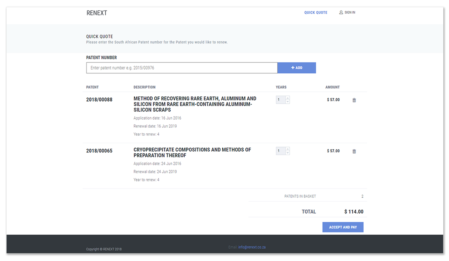 Easy patent renewals